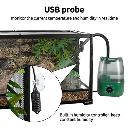 REPTIZOO Reptile Humidifier Fogger, 4L Large Reptile Fogger with Humidity Control, Terrarium Humidifiers with Extended Tube Automatic Reptile Misting System for Reptiles Amphibians Herps Vivarium