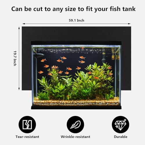 Aquarium Background Paper Decor Fish Tank Backdrop Wallpaper Electrostatic Adhesive, No Glue, Easy to Install, Reusable (19.7”H×59.1" L, Black) - size: 19.7”H×59.1"L