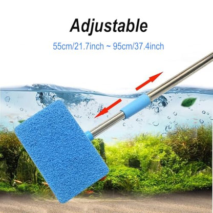 Yamibobo Long Handle Fish Tank Sponge Brush Extendable Aquarium Fish Tank Cleaning Set for Glass, Fish Tank Sponge Cleaner with 1 Sponge Pad
