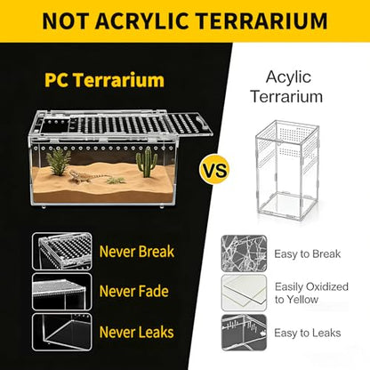 【No Assembly】 Reptile Tank Enclosure with Magnetic Button.12" * 8" * 6" Thicken Snake Enclosure Cage,Batch Stackable Reptile Breeding Tank for Insect,Fish,Tarantula,Hermit Crab,Jumping Spider - size: 12" * 8" * 6"