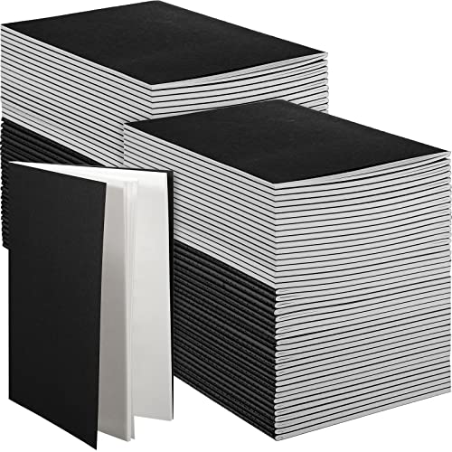 100 Pcs Journals Notebooks Bulk - Kraft Softcover A5 Small Notebooks 5.5 Inch x 8.3 Inch Notepads with 60 Page 30 Sheet for Writing Sketch Travel Office Supplies(Black,Unlined) - color: Black, style: Unlined