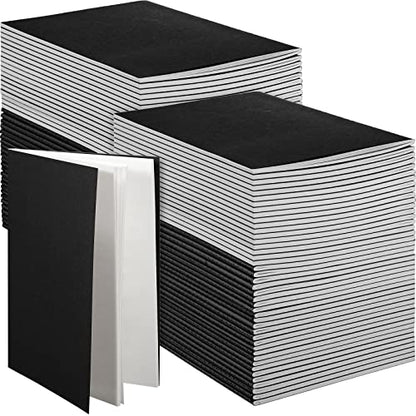 100 Pcs Journals Notebooks Bulk - Kraft Softcover A5 Small Notebooks 5.5 Inch x 8.3 Inch Notepads with 60 Page 30 Sheet for Writing Sketch Travel Office Supplies(Black,Unlined) - color: Black, style: Unlined