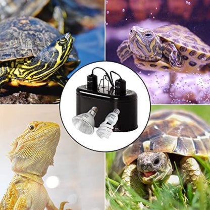 REPTI ZOO Reptile Heat Lamp Reptile Light Fixture Combo Pack, 100W UVA Turtle Basking Spot Lamp Reptile Heat Bulb & 26W UVA UVB Reptile Light Fluorescent UVB Bulb 5.0
