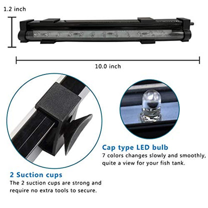 2W Aquarium Fish Tank Air Stone with Automatic Color Changing LED Light (Length -10" for Small Fish Tank) for Aquarium Air Pump