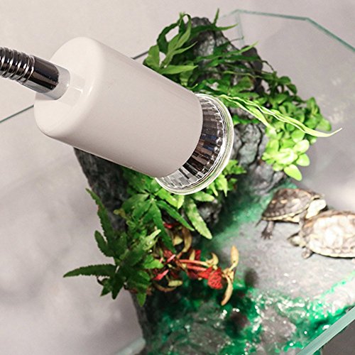 UVA/UVB Reptile Ceramic Heat Lamp - Pet Heating Bulb Holder Clamp - 110V-130V (White)