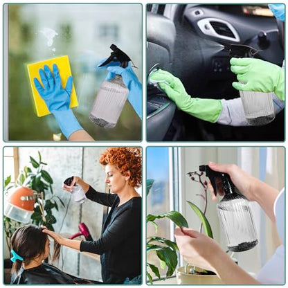 2 Pcs Spray Bottles, 18 oz Empty Water Spray Bottles, Plastic Reusable Adjustable Mist Sprayer Squirt Bottles Containers Refillable for Cleaning Solutions, Gardening, Plants