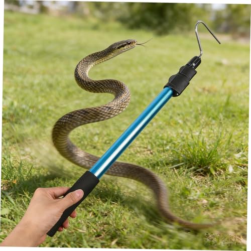 SHINEOFI Aluminium Alloy Snake Grabber Tool with Telescopic Design and Adjustable Length for Safe Rattlesnake Catching Outdoors, Simple to Use Reptile Catching Hook