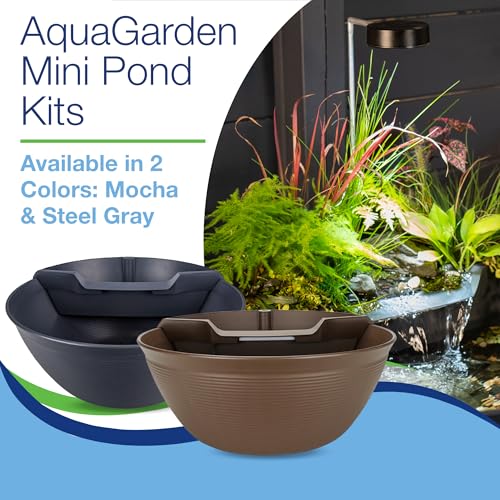 Aquascape Pond and Waterfall Kit AquaGarden Container Water Garden, Steel Gray - color: Steel Gray