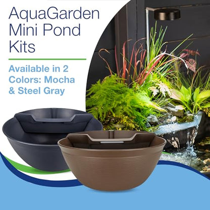 Aquascape Pond and Waterfall Kit AquaGarden Container Water Garden, Steel Gray - color: Steel Gray