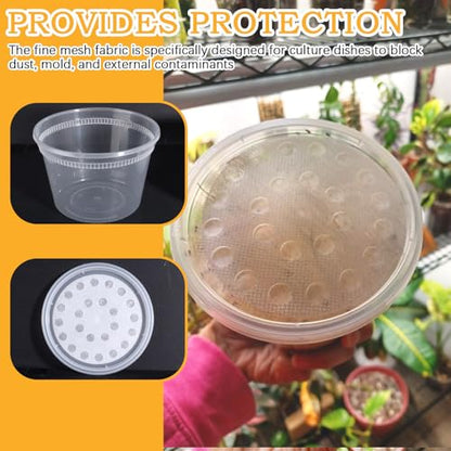 Deli Cups with Fabric Vented Lids 16 OZ, 10 Pack | Culture Cup Mesh Container, Bug Viewer Critter Insect Cage, Magnifying Insect Box