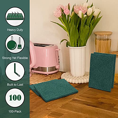 100-Pack Heavy Duty Green Scouring Pads 4x6 Inch | Reusable Non-Scratch Scrub Pads for Kitchen, Dishes, Pots, Pans, Grills & Household Cleaning | Multipurpose Scrubbers for Tough Stains - size: 3 X 4 100 Pack