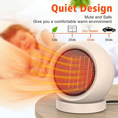 Coolfor Space Heater,PTC Ceramic/Portable Electric Desktop Heater High Output Desktop Heater for Home Bedroom Office Desk Indoor Use(Light Brown) | Energy Efficient PTC. Overheating & Tip-Over Protection. Compact for Bedroom, Office, Indoor Use. Quiet & F