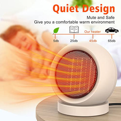 Coolfor Space Heater,PTC Ceramic/Portable Electric Desktop Heater High Output Desktop Heater for Home Bedroom Office Desk Indoor Use(Light Brown) | Energy Efficient PTC. Overheating & Tip-Over Protection. Compact for Bedroom, Office, Indoor Use. Quiet & F