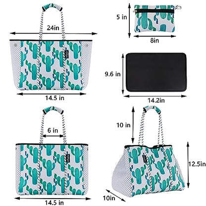 Hibala Neoprene Multipurpose Beach Bag,Gym/Travel/Pool Bag,Tote For Women&Men - color: Cactus