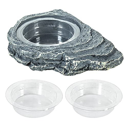 REPTIZOO Reptile Magnetic Feeder Ledge, Single Bowl Reptile Food Dish with 3PCS Feeding Cups Food Water Feeder for Crested Gecko Lizard Chameleon Pets - size: Small
