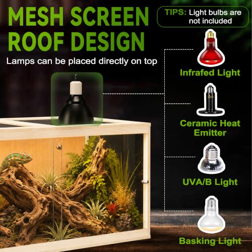 120 Gallon Reptile Tank with Leg Stand, Bearded Dragon Tank, 4x2x2 Reptile Enclosure with Clear Tempered Glass Side Panels, Front Sliding Doors and Ventilated Mesh Roof, Oak - color: Oak