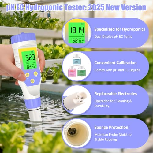 Pool Salt Tester, Digital Pool Water Tester & Pool pH Tester, 5 in 1 Digital Salinity Tester for Saltwater Aquarium Sodium Chloride Swimming Pools Hot Tubs Spas