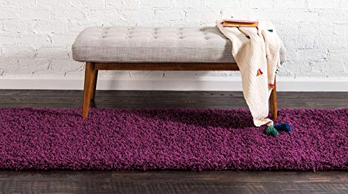 Unique Loom Solid Shag Collection Area Rug (2' 6" x 13' 1" Runner, Eggplant Purple) - color: Eggplant Purple, size: 2'6" x 13'1" (Runner)