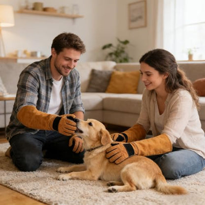 Animal Handling Gloves Safety Guard Protection | Cat Bite Gloves for Grooming Work Gardening Cutting Kitchen Welding Construction Bathing