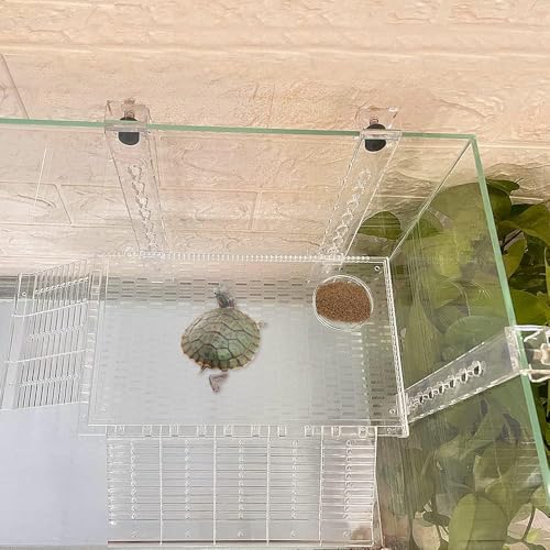 AnRui Acrylic Turtle Hanging Basking Platform 17.9" x 12" for 20-30 Gallon Fish Tank, Easy to Observe