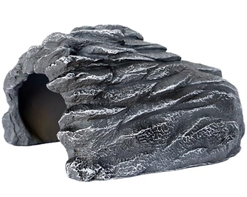 Rock Cave Habitat Hidden for Reptile and Amphibians.Terrarium & Aquarium Decor, Reptile hideout Hide Cave, Perfect for Bearded Dragons,Lizards,Snakes,Turtles,Geckos,Tortoises,Small Animals -Large Size - style: StyleB-Gery(Large Size)