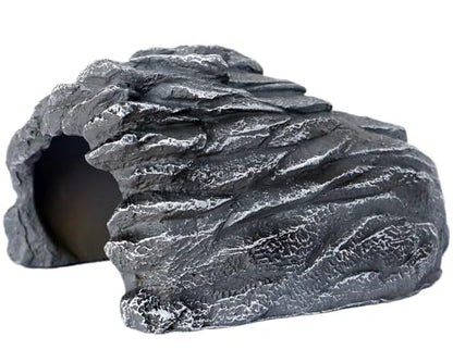Rock Cave Habitat Hidden for Reptile and Amphibians.Terrarium & Aquarium Decor, Reptile hideout Hide Cave, Perfect for Bearded Dragons,Lizards,Snakes,Turtles,Geckos,Tortoises,Small Animals -Large Size - style: StyleB-Gery(Large Size)