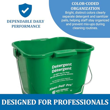 San Jamar Kleen-Pail Pro, Bucket with Handle for Cleaning Products in Commercial and Home Setting, 3 Qts, 1 Count, Green - size: 3 Quarts