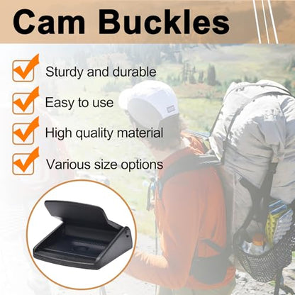 CooBigo 5pcs Webbing Cam Buckles Plastic Black Toggle Clip Backpack Straps - color: 2 Inch
