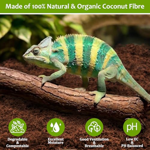 Riare 4 Pack Natural Coconut Fiber Substrate for Reptile- Premium Compressed Coconut Husk Terrarium Bedding for Reptile, Tortoise, Frogs, Snakes Hermit Crabs, Burrowing Animals - color: 4 pack