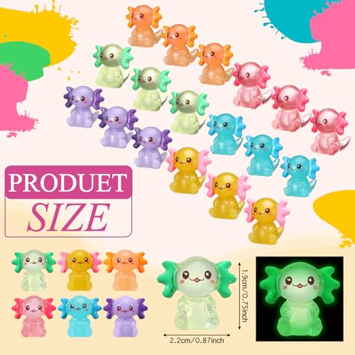 VioraWhite 48 Pcs Mini Axolotl Resin Charms Miniature Axolotl Figurines Tiny Small Animal Figures for DIY Garden Landscape Birthday Party Decoration Aquarium