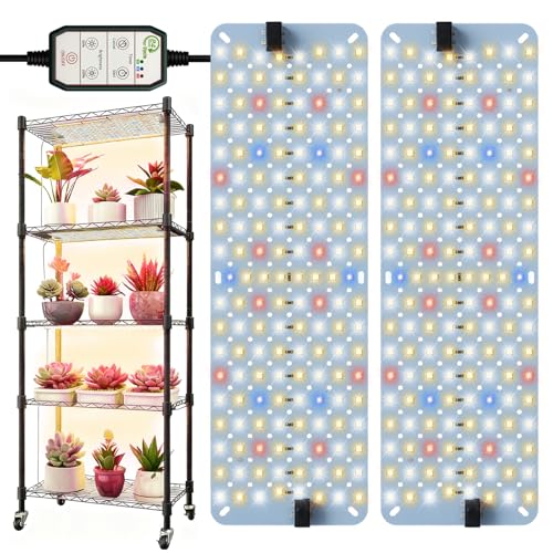 GHodec 20W Panel Grow Lights for Indoor Plants,272LEDs Full Spectrum Grow Lights for Under Cabinet Plant, Grow Lamp with 4/8/12H Timer,5 Dimmable Levels for Plants Growing (2Pack) - size: 2Pack