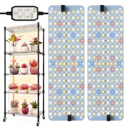 GHodec 20W Panel Grow Lights for Indoor Plants,272LEDs Full Spectrum Grow Lights for Under Cabinet Plant, Grow Lamp with 4/8/12H Timer,5 Dimmable Levels for Plants Growing (2Pack) - size: 2Pack