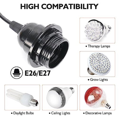 Heater Lamp Base,Heat Lamp Holder 4.75ft Hanging Lantern Pendant Light Lamp Cord Cable E26/E27 Socket (Double Lamp Base) - style: Double Lamp Base