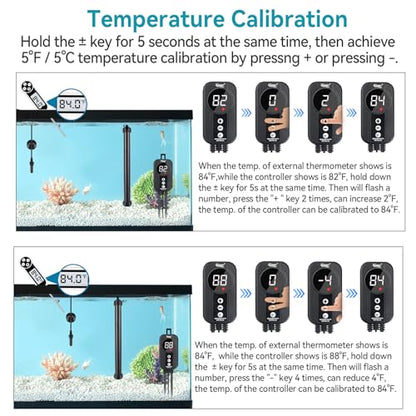 hygger Aquarium Heater 300W,Titanium Heater with Digital LED Controller and Temperature Probe,Submersible Fish Tank Heater with Temperature Calibration,for Saltwater & Freshwater Fish Tank 50-60Gallon - size: 300W for 50-60 Gallon