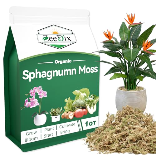 Natural Sphagnum Moss for Plants, Orchid Moss Potting Mix for Repotting, High Water Retention, Help with Maintain Humidity, Plant Moss for Gardening, Hanging Baskets, Reptile Bedding, 1QT - color: 1 Quart