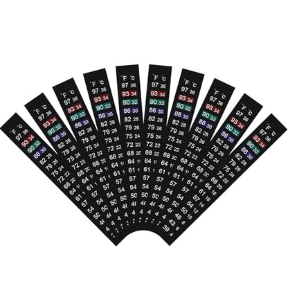 Brewing Thermometer Adhesive Strip Thermometer Aquarium Thermometer 10pcs | Fish Tank Thermometer Strip, Temperature Test Strip Thermometer Sticker for Tank/Kombucha/Fermentation Jar 39 to 97℉/4 to 36℃ - size: 10 Pack