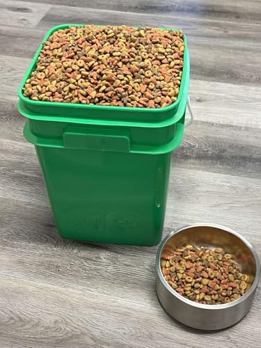 4 Gallon Square Food Grade Bucket Pail with Plastic Handles and Lid (Pack of 3) Made in USA containers (Green) - color: Green