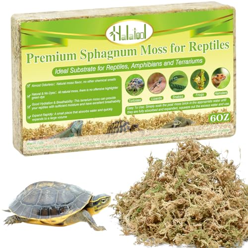 Sphagnum Moss for Reptiles, 6 oz Natural Terrarium Bedding Substrat | Long-fibered Sphagnum Moss for Reptile, Holds Humidity for Bearded Dragons, Geckos, Snakes, Turtles, and Hermit Crabs - size: 6 OZ