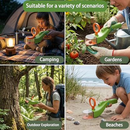 Baideluo Kids Bug Catcher with LED Light & 6X Magnifying Glass - color: Green