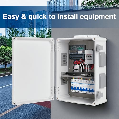 Namunanee Outdoor Electrical Junction Box, ABS Water Resistant Enclosure with Internal Mounting Panel & Hinged Cover (15" H x 11" L x 6" W) - size: 15"H x 11"L x 6"W & Standard
