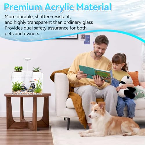 Small Turtle Tank Kit, Acrylic Turtle Starter Kit with Adjustable Lamp & Filter, Plastic Aquarium, for Turtles Crabs Crayfish Small Reptiles (with Light)