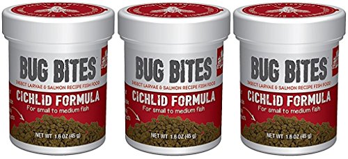 Fluval (3 Pack) Bug Bites Cichlid Formula for Small/Medium Fish (1.6 oz. Per Bottle) - size: 1.6 Ounce (Pack of 3)