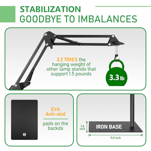 BETAZOOER 360° Adjustable Reptile Heat Lamp Stand 12-54 Anti-Slip Base - size: Extra Large(Pack of 1)