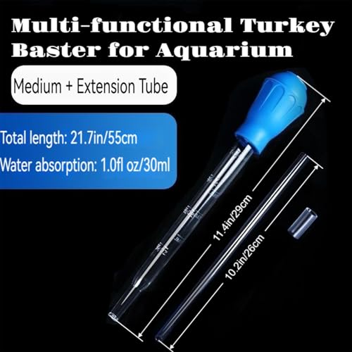 Aquarium Cleaning Kit with Turkey Baster, 4 Double Sided Sponge Brushes, Extension Tube for Fish Tank Maintenance, Glass Algae Cleaning