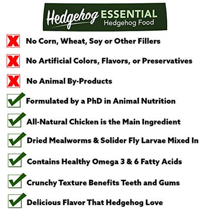 Hedgehog Essential - Chicken Kibble with Mealworms (1.75 Pound) - size: 1.75 Pound (Pack of 1)