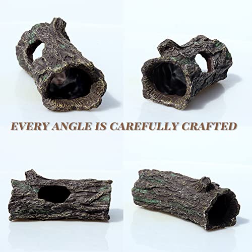 fazhongfa Reptile Hide Tree Trunk Lizard Snake Gecko Axolotl Spider Turtles Bearded Dragon Tank Accessories Large Hollow Log for Aquarium or Fish Tank Resin Wood Decorations Ornament - style: Style-2