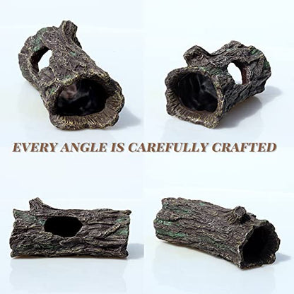 fazhongfa Reptile Hide Tree Trunk Lizard Snake Gecko Axolotl Spider Turtles Bearded Dragon Tank Accessories Large Hollow Log for Aquarium or Fish Tank Resin Wood Decorations Ornament - style: Style-2