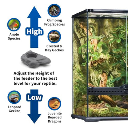 Pangea Silicone Gecko Feeding Ledge - Magnetic Mini Food Dish, Gray | 4.125" x 2.625" x 1.18" - Fits 0.5oz Feeding Cups, Easy to Clean Silicone Build - 1.625" x 0.625" Size Cup Holder - color: Gray