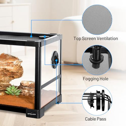 REPTI ZOO Double Stacked Reptile Tank 30" x 12" x 32", 40 Gallon Stackable Glass Terrarium with Sliding Doors, Top Ventilation, Space Efficient Enclosures for Bearded Dragon, Lizard, Snake, Gecko