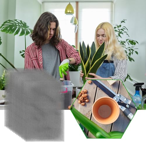 lasuroa 15pcs Flower Pot Hole Netting Mesh Pad, 30x20cm/11.8x7.8 Inch Bonsai Eye Mesh Drainage Screens Plant Pot Drainage Meshes Plant Accessories Kit Screen Meshes Preventing Substrate Leakage
